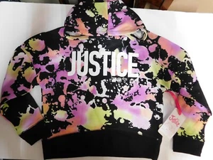 Justice Girls Fleece Hoodie Sweatshirt-Black Tie Dye-XL Plus (16P/18P)-NWT - Picture 1 of 3
