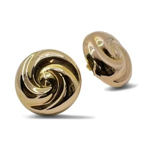 14k Yellow Gold 1" Diameter Round Hollow Earrings with Omega Backs (8PO 1454) - Picture 1 of 9