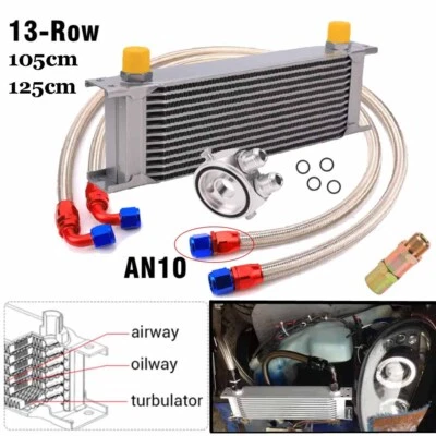 Juego de enfriadores de aceite 13 filas AN10 conexión 105 cm y 125 cm mangueras kit adicional universal - Imagen 1 de 4