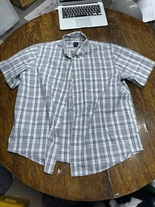 Basic Editions Button Down Shirt Short Sleeve Men's XL Gray Casual - Picture 1 of 2