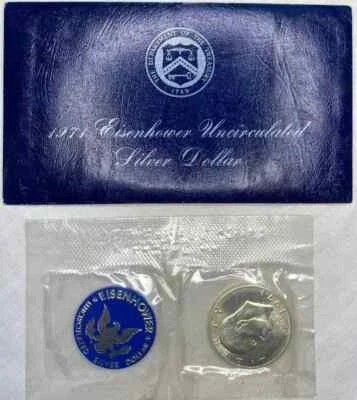 1971 S IKE Eisenhower 40% Silver Dollar US Coin Blue Ike - Uncirculated! - Image 1 of 3