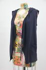 T by Talbots Size XS Navy Blue Hooded Tie Front Sleeveless Vest Light Weight
