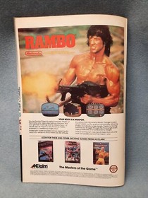 Old COMIC Print AD NES Nintendo RAMBO Stallone Aklaim Video Game Advertisement