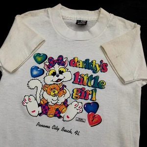 VTG 90s Single Stitch Girls T Shirt 6-8 Daddy’s Little Girl Puff Print Florida - Picture 1 of 7
