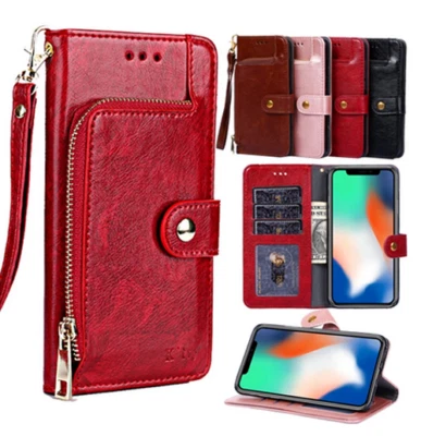 Para Samsung Galaxy Z Plegable 2 3 5G Cartera Cuero Portatarjetas Cremallera Teléfono Estuche Foto 1 de 4