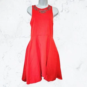 Vestido de cóctel London Dress Company Katy rojo naranja con cuentas talla 8 - Imagen 1 de 7