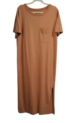 Everlane The Organic Cotton Weekend Maxi Dress XL Brown Pocket Side Slits Caftan - Image 1 of 4