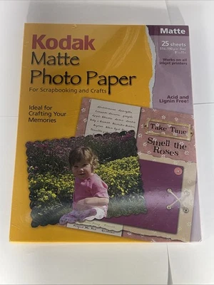 New Kodak Matte Photo Paper Scrapbooking Photography Crafts 25 Sheets 8.5"x11" - Image 1 of 2