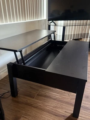 Modern Black Lift-Top Coffee Table – Hidden Storage – Great Condition - Image 1 of 4
