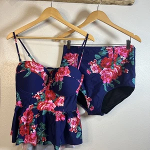 Traje de baño Tankini floral estampado tropical dos piezas talla 4XL parece un 2X - Imagen 1 de 10