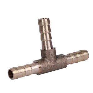 Brass T Piece 3 Way Fuel Hose Joiner Connector 6mm For Compressed Air Oil Pipe - Picture 1 of 22
