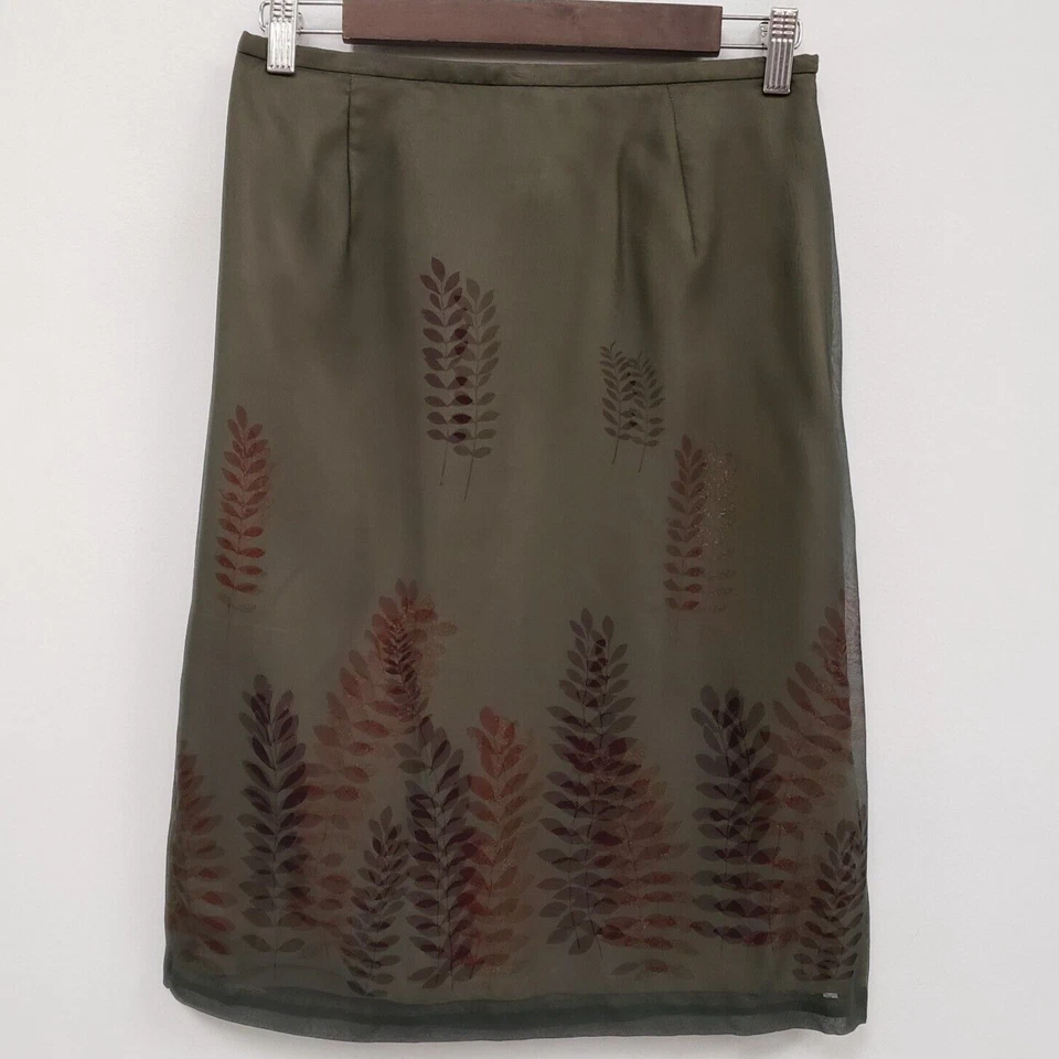 Falda midi Alfani para mujer Y2K Silk Forest Fairy Grunge talla 6 verde etérea Foto 1 de 4