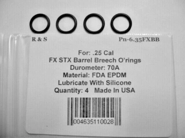 4 FX STX Barrel Breech O'rings for .25 cal / R&S 6.35FXBB