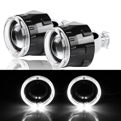 2PC 2.5" RHD HID Bi-xenon Projector Lens Headlight Hi-Low LED Angel Eye Retrofit - Image 1 of 4