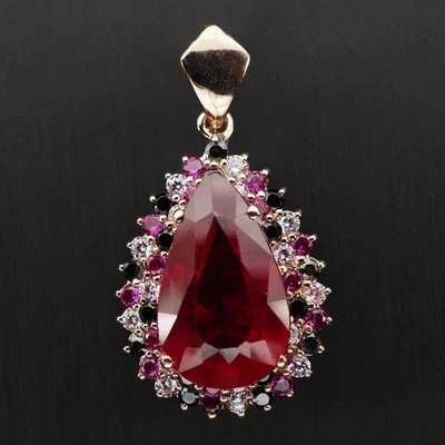 Sontuosi ciondoli fatti a mano in argento sterling 925 a goccia di rubino... - Immagine 1 di 4