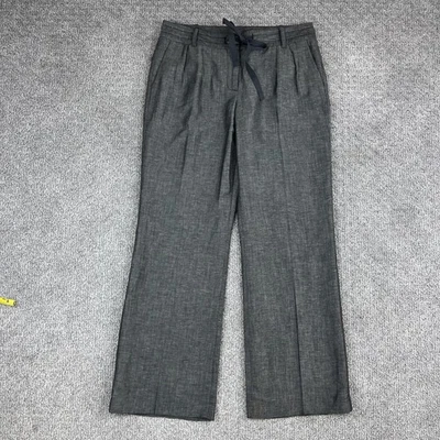 Pantalones Talbots Mujer 12 Gris Mezcla de Lino Plisado Pierna Ancha Vestido Oficina Carrera Foto 1 de 4