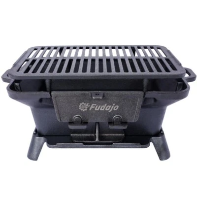 Portable Cast Iron Grill Outdoor Charcoal Barbecue Grill Camping Hibachi Grill - Image 1 of 4