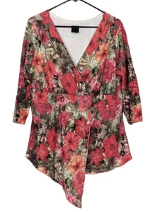 Blusa túnica floral cruzada asimétrica de J.T.B. Mujer Talla 1X - Imagen 1 de 2