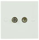 F Type & Coax Tv Wall Plate Socket Outlet Faceplate Sky Freeview - White