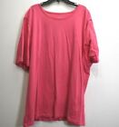 Suprema By Catherines Womens Pink Short Sleeve Scoop Neck Tee Shirt 1X 18/20W
