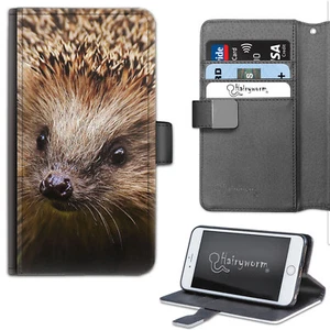 Brown Hedgehog Phone Case;PU Leather Side Flip Phone Cover For Apple/Samsung - Picture 1 of 4