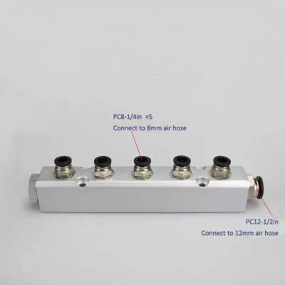 5 Way Air Manifold with Quick Connectors Pneumatic Manifold Air Distribution - Image 1 of 4