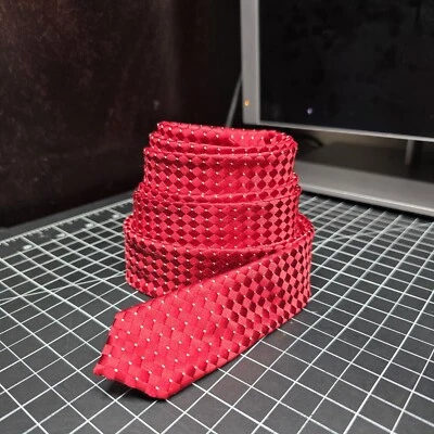 Donald J. Trump Tie Signature Collection Checkered Red 100% Silk 3.5x60" EUC F/S - Image 1 of 4