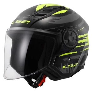 LS2 OF616 Airflow 2 Brush Jet-Helm Schwarz-H-V-Yellow M - Picture 1 of 1