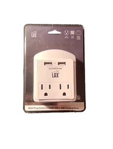 LAX Surge Protector USB Wall Charger 2 AC Outlets & 2 USB Ports Phone Holder - Picture 1 of 2