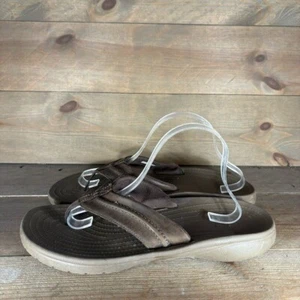 Crocs Yukon Mesa Herren Größe 12 Schuhe Braun Leder Flip Flop Komfort Sandalen - Bild 1 von 8