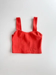 Camiseta sin mangas Aritzia WILFRED Orlina roja naranja tejida tubo recortado, talla S - Imagen 1 de 10