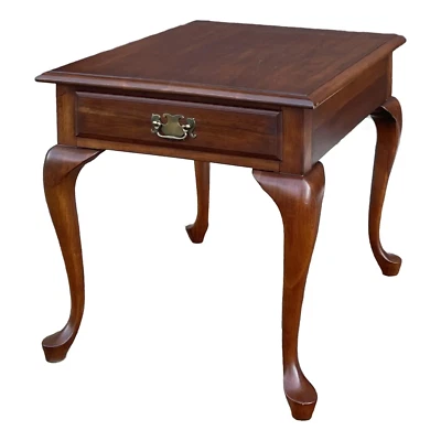 Vintage Pennsylvania House Traditional Queen Anne Cherry 1 Drawer Side Table - Image 1 of 4