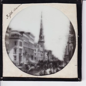 Fifth Avenue America Theme Magic Lantern Glass Slide - Picture 1 of 2