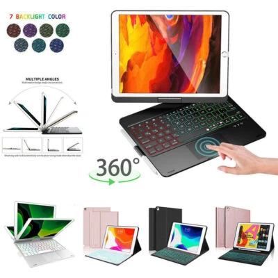 Smart Keyboard Case For iPad 9/8/7th Gen 10.2" Air 3 Backlit 360 Rotate Touchpad - Image 1 of 4