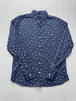 J.Crew Shirt Mens Large Slim Blue Floral Boho Hippy Casual Party Streetwear - Image 1 of 4