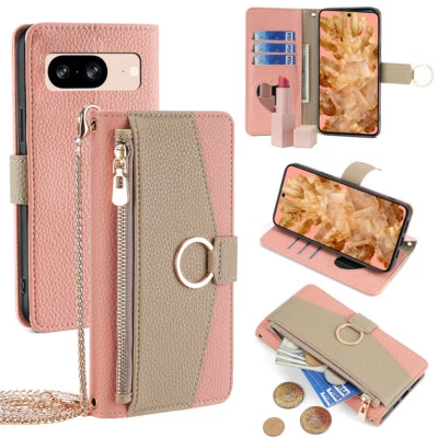 For Google Pixel 10 9 8 7 6 5 4 XL 8a 9a 7a 6a 5a 4a Zip Wallet Case Strap Cover - Image 1 of 4