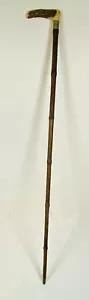 Deer Antler Handle Metal Accent Wood Shaft Walking Cane 34" Length Vintage - Picture 1 of 7