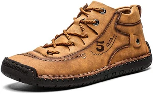 Herren Dacomfy Handnaht Weiches Leder Stiefeletten Leger Braun Größe 10,5 - Bild 1 von 10