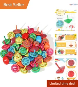 Wood Spinning Tops Colorful Wooden 1.57 Inch Educational Party Favors 100 Pieces - Picture 1 of 9