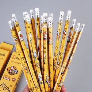 10 Pack Cute HB Pencil with Eraser Kids Stationery Party Bag Fillers Boys Girls - Picture 1 of 6