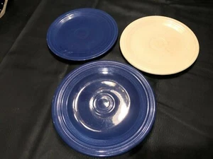 (3) Vintage Fiestaware Plates 9.5" Yellow & Blue and 10.5" Blue FIESTA H L - Picture 1 of 6
