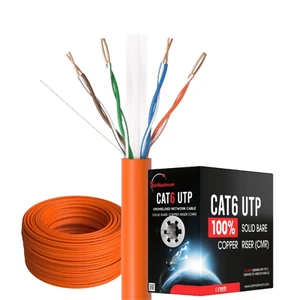 CAT6 1000ft Orange ETL CMR 23 AWG Solid Copper Ethernet Network Cable - Picture 1 of 12