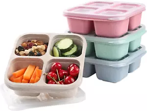 4 Pack Snack Containers, 4 Compartments Bento Box for Meal Prep and Food Storage - Picture 1 of 12