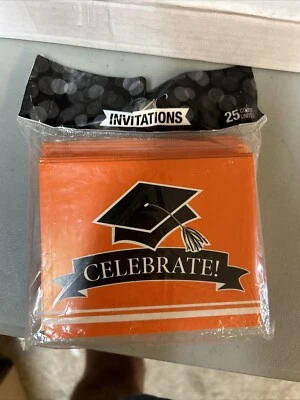 School Spirit Invitations Orange 25 Pack Paper Grad Party Invites Grad Supplies  - Image 1 of 2