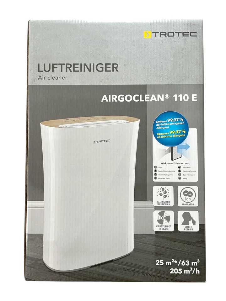 TROTEC Luftreiniger HEPA Filter AirgoClean 110 E Neu Alergike Design Air Cleaner