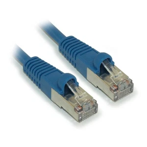 10 Fuß Cat5E ABGESCHIRMT Ethernet RJ45 Patchkabel Litze Hakenlos Booted BLAU - Bild 1 von 2