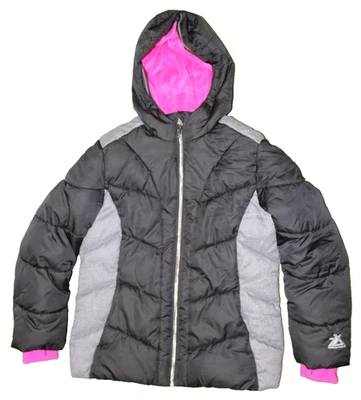 Легкая зимняя куртка для девочек размер XL 14 черная и ярко-розовая с флисовой подкладкой ZeroXPosur - Изображение 1 из 4