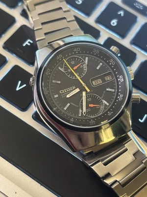 RELOJ PULSERA CITIZEN 67-9119 NARANJA FLYBACK ARAÑA CRONÓGRAFO VINTAGE AÑOS 70 PARA HOMBRE Foto 1 de 4