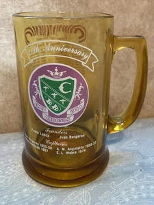 Taza Krewe Of Chronos - Mardi Gras Krewe Favor vidrio vintage Louisiana - Imagen 1 de 5