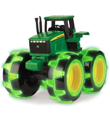 TOMY John Deere Monster Treads Lightning Wheels Tractor Green Lights  - Image 1 of 2